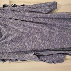 Cozy Blue Knit Cardigan with Lace-Up Sleeves